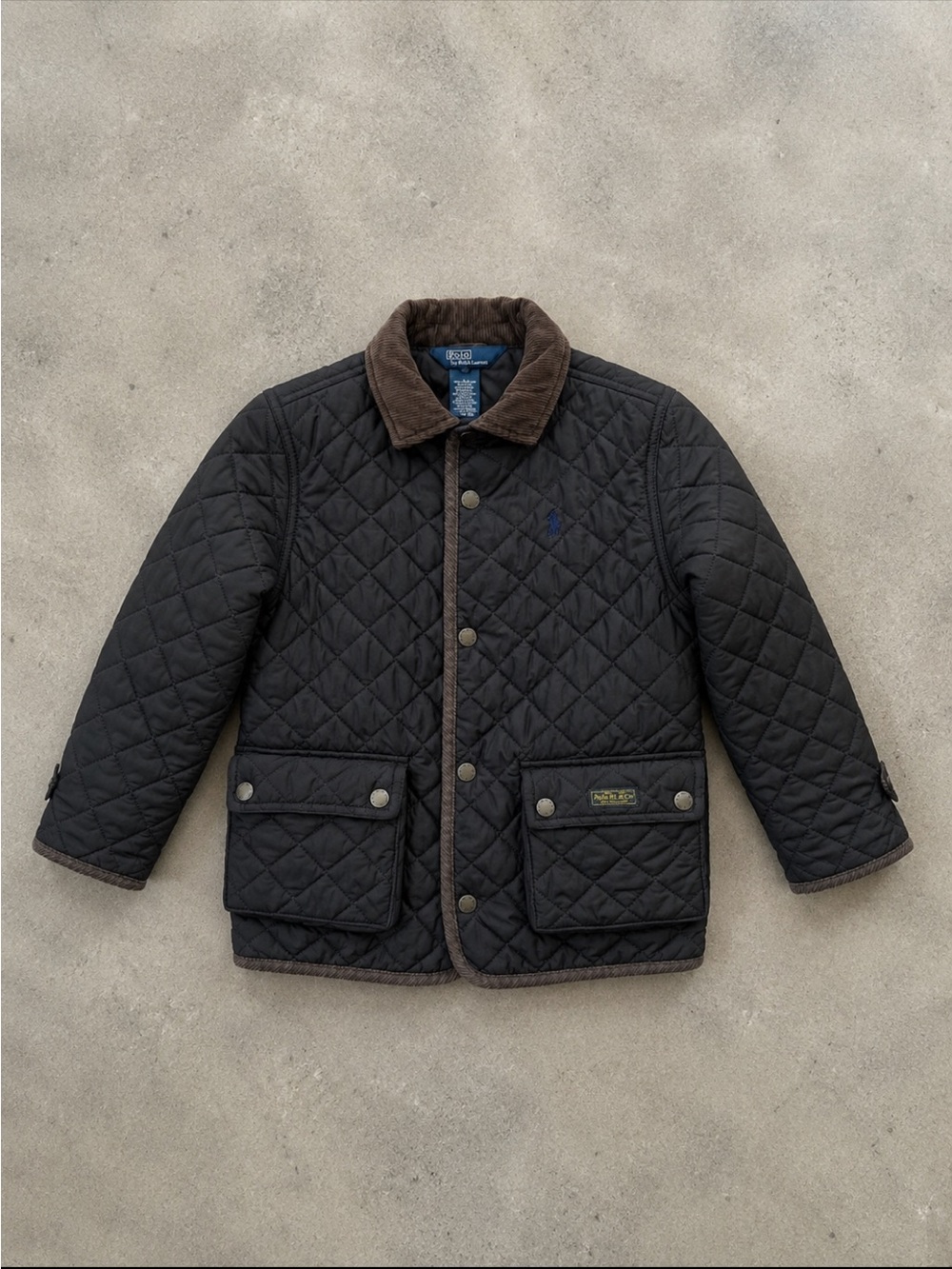 Polo Ralph Lauren Quilted Chore Jacket Boys 5 Brown Corduroy Collar Coat Preppy